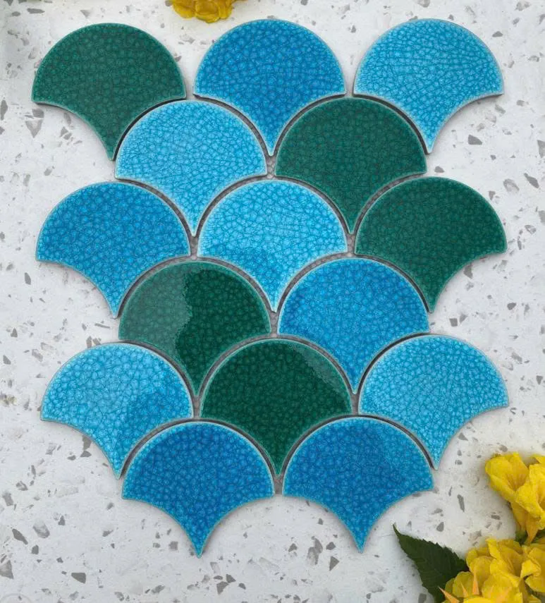 Gạch mosaic vảy cá mix màu đẹp 